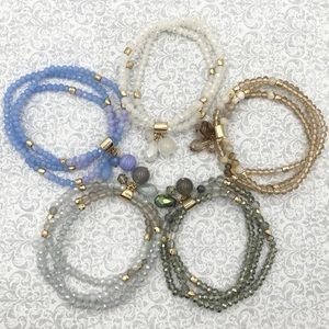 🌼 Glass & Stone Stretch Bracelet